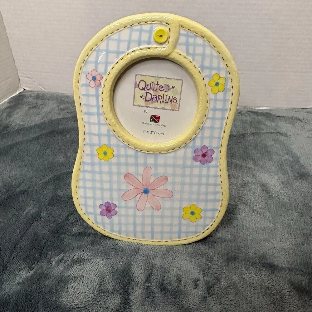 Quilted Darlins Ceramic Baby Bib Shaped Picture Frame 3x3